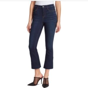 Skinnygirl Julie High Rise Crop Flare Stretch Side Slit Raw Hem Jeans Size 26/2